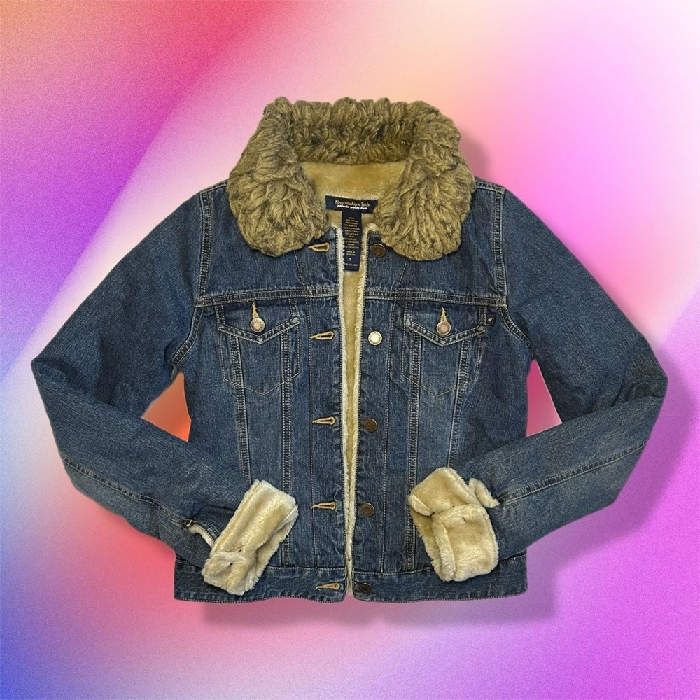 Denim Abercrombie & Fitch Jean Jacket with Faux Fur Lining